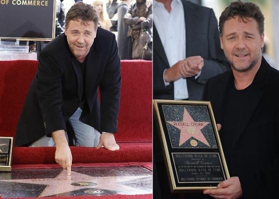Russell Crowe ganha estrela na calada da fama em Hollywood (12/4/2010)