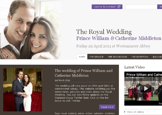 Site oficial do casamento do Prncipe William e Kate Middleton (2/3/2011)