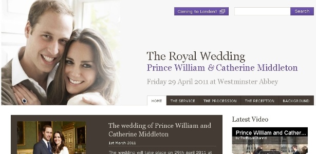 Site oficial do casamento do Príncipe William e Kate Middleton (2/3/2011) - Reprodução