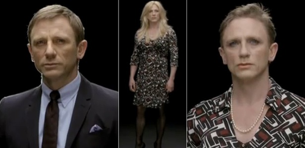 O ator Daniel Craig, da série "007", veste-se de mulher para campanha (7/3/2011)