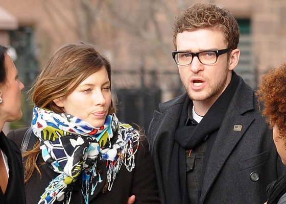 Justin Timberlake e Jessica Biel em Nova York (19/2/2010)