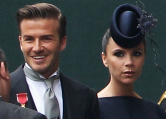 David e Victoria Beckham chegam à Abadia de Westminster para o casamento do príncipe William e Kate Middleton, em Londres (29/4/2011)