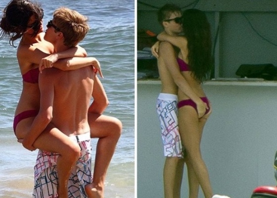 Justin Bieber e Selena Gomez namoram no mar do Havaí (26/5/2011)