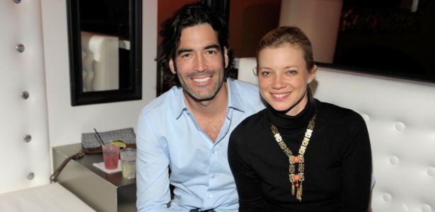 Carter Oosterhouse e Amy Smart em festa para o Super Bowl em Dallas (3/2/2011)