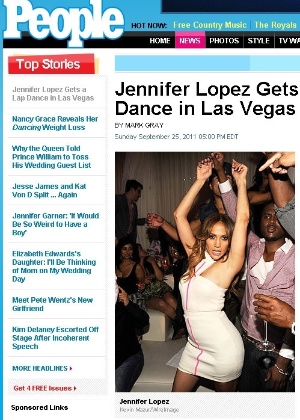 Cantora Jennifer Lopez dança em festa em Las Vegas (26/9/2011)