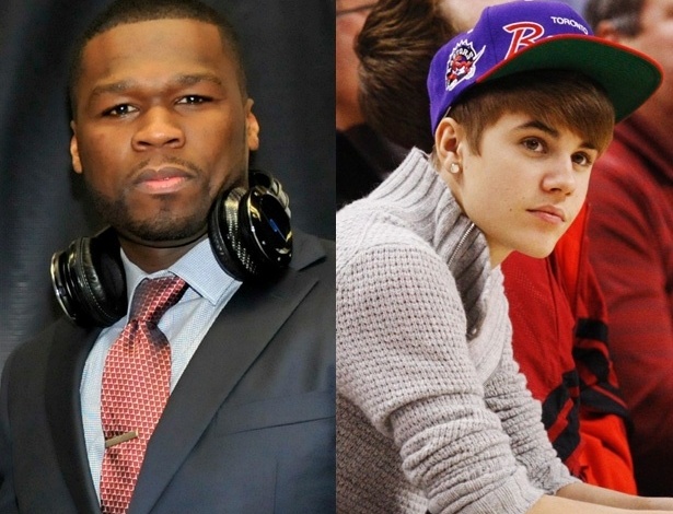 50 Cent (esq.) e Justin Bieber (dir.)
