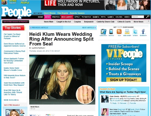 Heidi Klum é vista com aliança após anunciar separação do cantor Seal