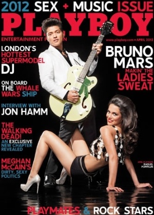 O cantor Bruno Mars, 10º homem a aparecer na capa da revista Playboy, que estará na edição de abril de 2012 da revista masculina