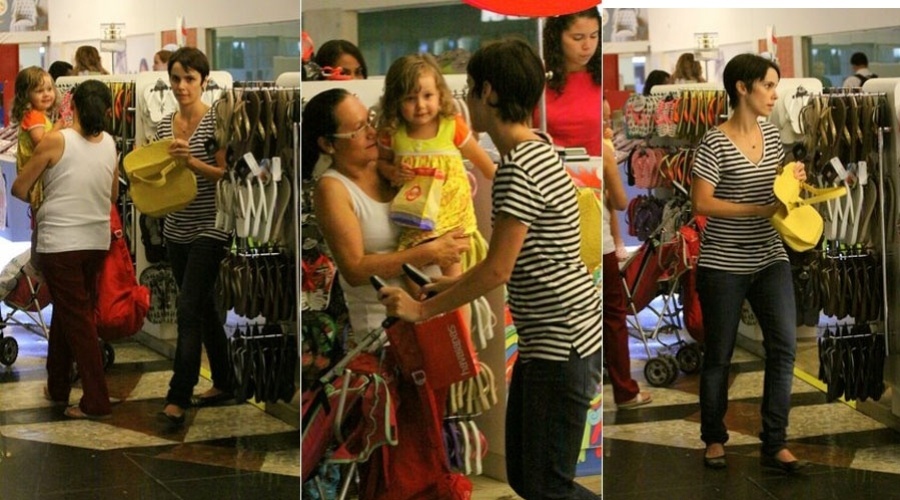 Débora Falabella faz compras em shopping do Rio acompanhada da filha (19/1/12)