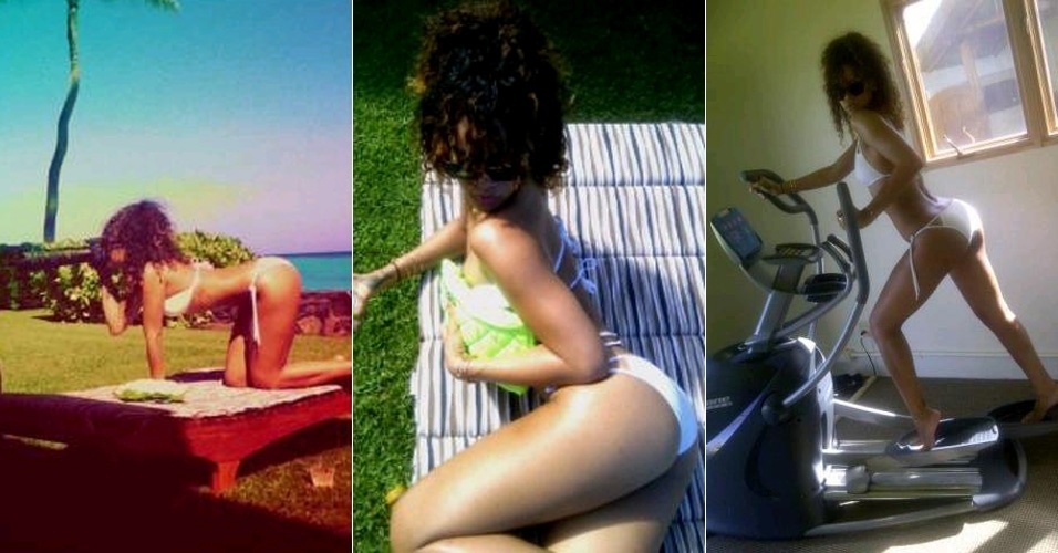 Rihanna aproveita as férias no Havaí e posta fotos de biquíni em posições sensuais. A cantora afirmou que o lugar é um paraíso (19/1/12) 