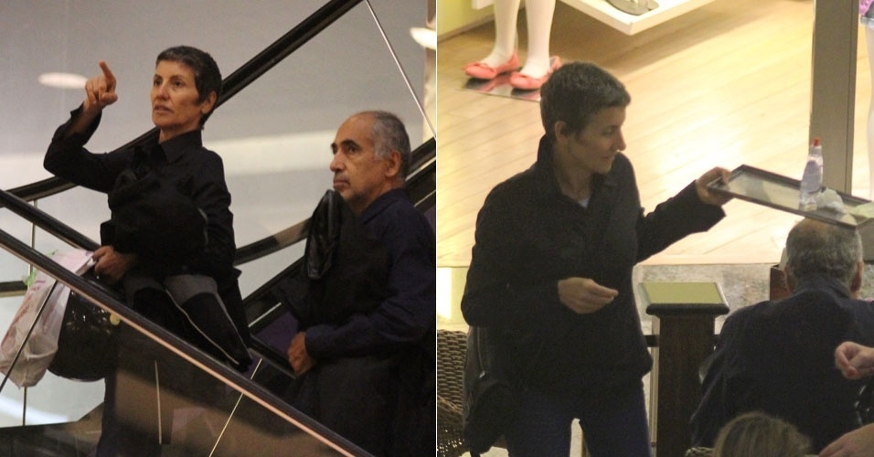 A atriz Cássia Kiss passeia em shopping na Barra com o marido, no Rio de Janeiro (28/1/12)