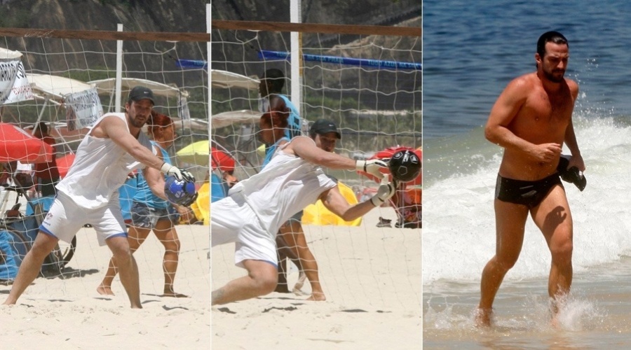 Carlos Bonow joga futebol na praia do Leblon, zona sul do Rio (2/2/2012)