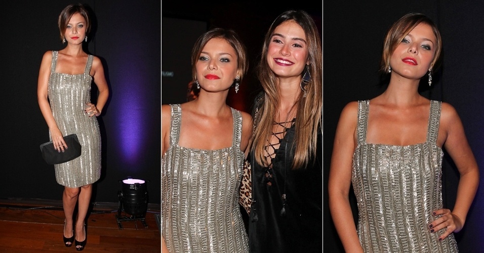Milena Toscano, a Vanessa de "Fina Estampa", e a atriz Thaila Ayla participam de evento de moda em São Paulo (27/2/12)