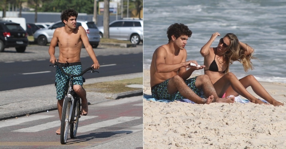 Caio Castro é fotografado com loira em praia da zona oeste do Rio (29/2/12)