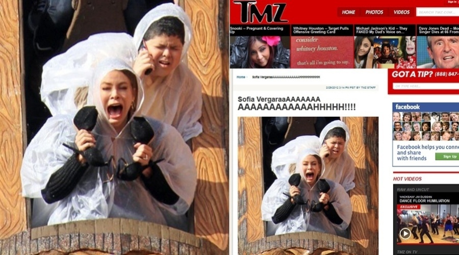 Sofia Vergara brinca em montanha-russa. A imagem foi divulgada pelo site TMZ nesta quarta (29/2/2012)