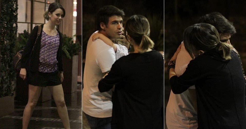Após jantar na zona sul do Rio de Janeiro, Sandy deu um abraço no ator Raoni Carneiro (6/3/12)