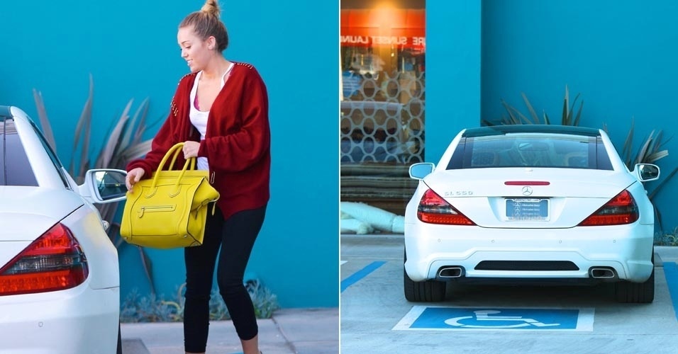 Miley Cyrus vai à aula de pilates, em Los Angeles e estaciona em vaga para deficientes (7/3/12)