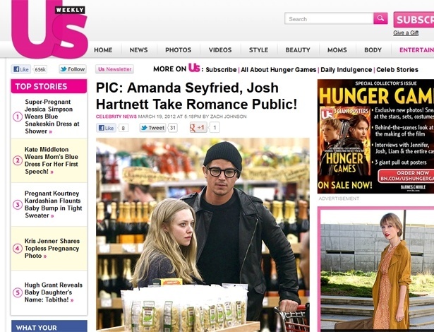 Amanda Seyfreid e Josh Hartnett são vistos em supermercado (19/3/12)