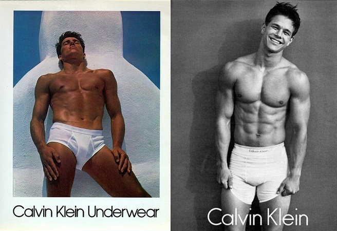 Propagandas famosas da Calvin Klein, com Tom Hinthnaus e Marky Mark