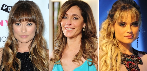 Olivia Wilde, Cristiane Torloni e Ellen Roche são algumas das famosas que apostam nas franjas - Getty Images e TV Globo
