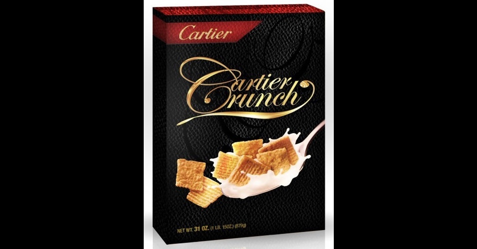 Blogueira cria embalagens de cereal como se fossem produtos de grife: Cartier