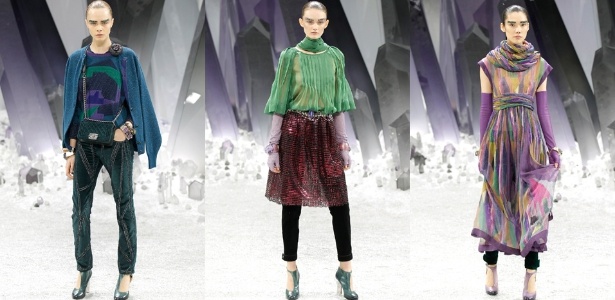 Looks da Chanel para o Inverno 2012, apresentados durante a semana de moda de Paris. A grife é uma das principais da programação - Folhapress