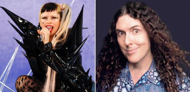 Lady Gaga (à esq.) e Weird Al Yancovic, que fez duas versões parodiadas de músicas da cantora (4/6/11) - Fotomontagem/UOL
