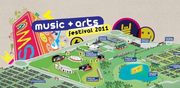 Mapa do festival SWU 2011, que acontece neste final de semana em Paulínia (SP) - Reprodução