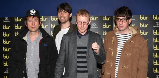 Os integrantes do Blur no lançamento do documentário "No Distance Left To Run", sobre a banda em Londre, na Inglaterra (14/1/10)